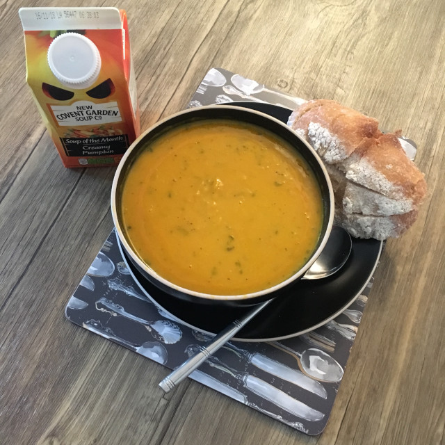Halloween-themed pumpkin soup